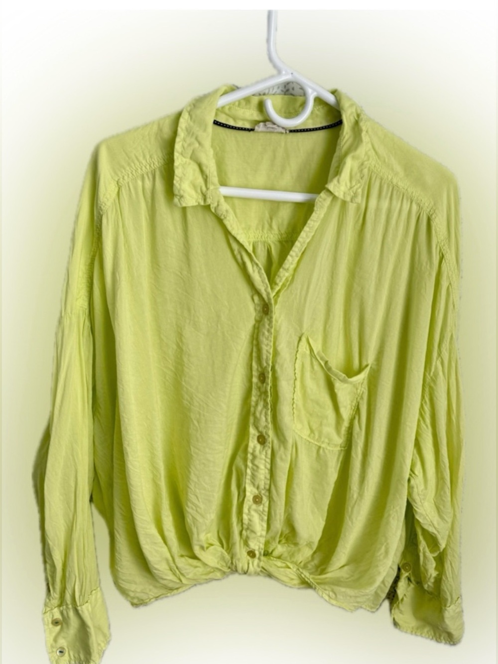 Pilcro Anthropologie Lime Green Button-Down Top 2X | Modal Cotton